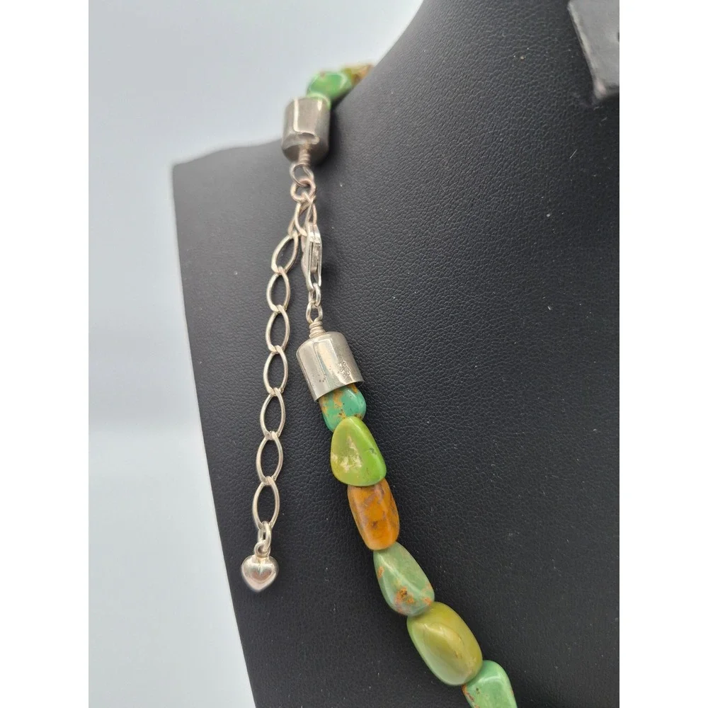 Jay King Necklace Green Turquoise Nugget Sterling Silver DTR Mine Finds Boho
